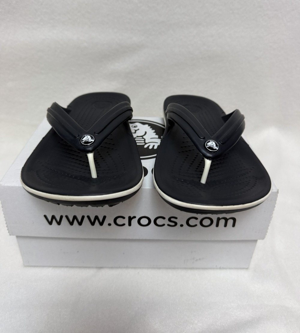 Crocs Crocband Flip Flop Sandals Black Lightweight Casual Sandal Women's Size 6